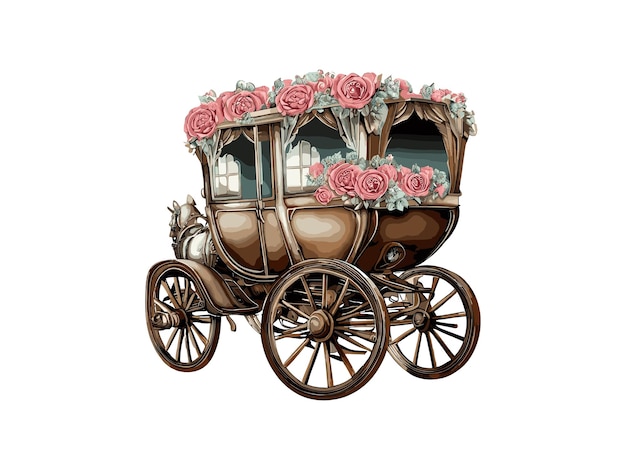 Vecteur une voiture royale de luxe, classique et vintage pour princesses.