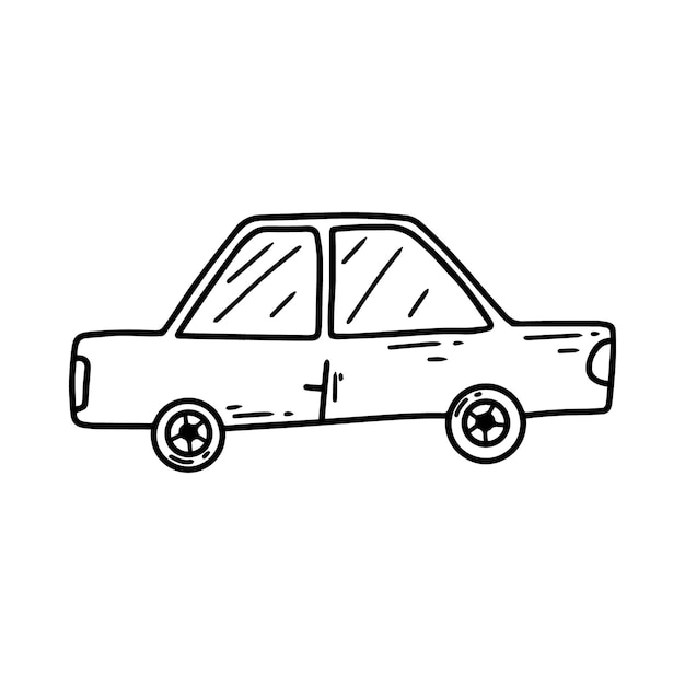 Voiture De Style Doodle Voiture Isolée Sur Fond Blanc Voiture Pour Enfants Dans Le Style De Dessin Au Trait