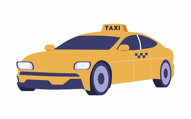 Voiture De Taxi Jaune Sur La Conception De Vecteur Plat Fond Blanc