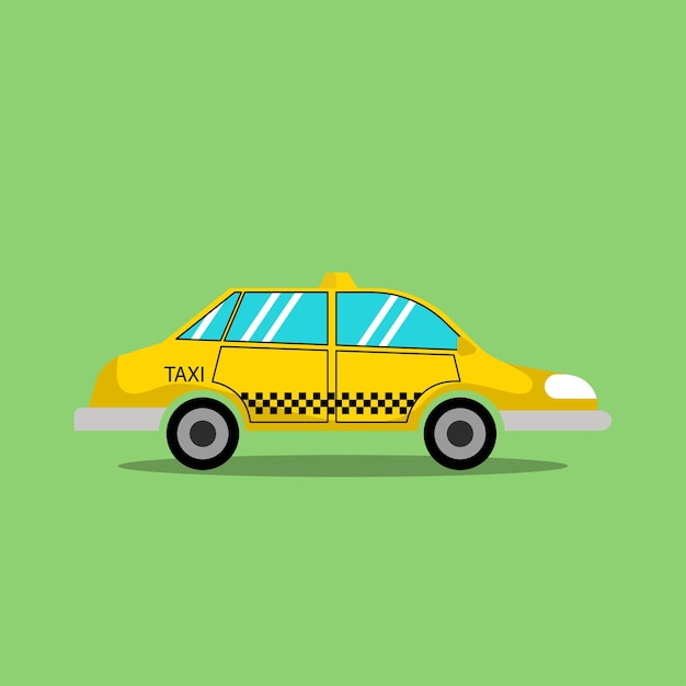 Voiture De Taxi Jaune En Style Cartoon