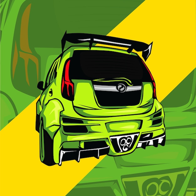 Voiture Verte Malaisie Dessin Vectoriel