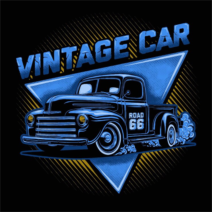 une voiture vintage avec le mot vintage dessus