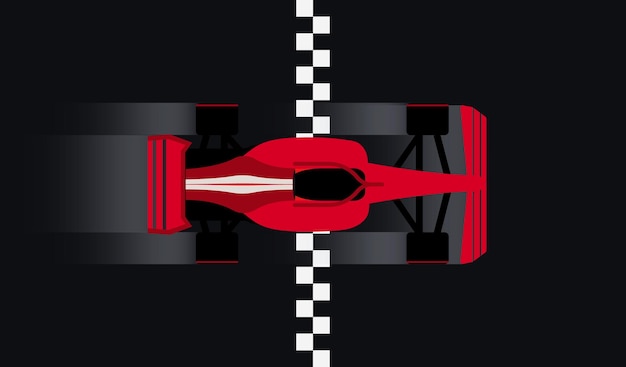 La voiture de la voiture passe la ligne d'arrivée à grande vitesse sur la piste Gagner la course