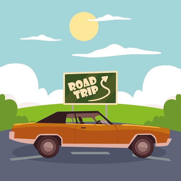 Voiture de voyage et bannière