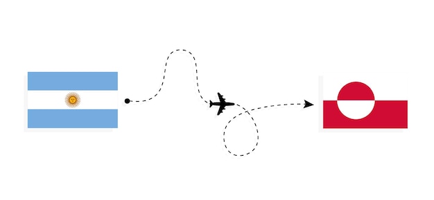 Vol Et Voyage De L'argentine Au Groenland En Avion De Passagers Travel Concept