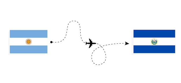 Vecteur vol et voyage de l'argentine au salvador en avion de passagers travel concept