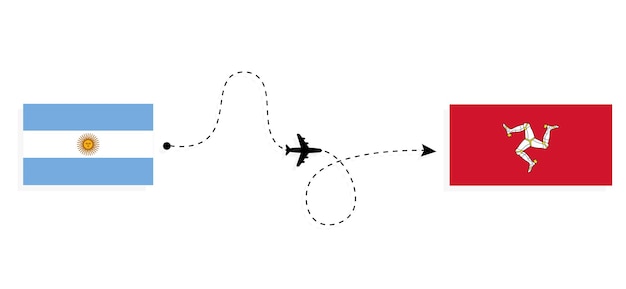 Vol Et Voyage De L'argentine à L'île De Mann En Avion De Passagers Travel Concept