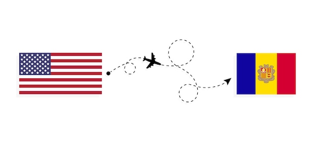 Vol Et Voyage Des états-unis à Andorre En Avion De Passagers Concept De Voyage