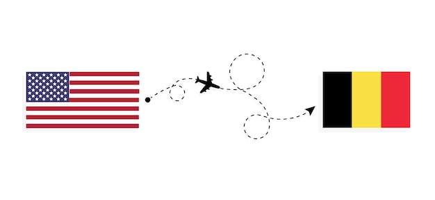 Vol Et Voyage Des états-unis Vers La Belgique En Avion De Passagers Concept De Voyage