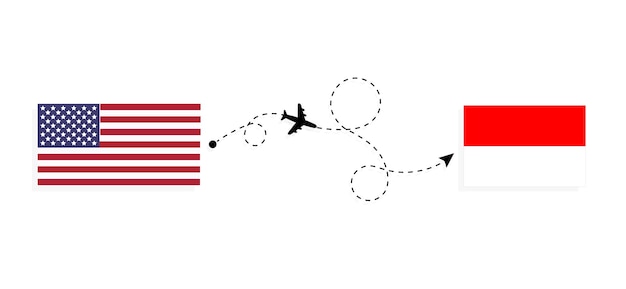 Vol Et Voyage Des états-unis Vers L'indonésie En Avion De Passagers Concept De Voyage