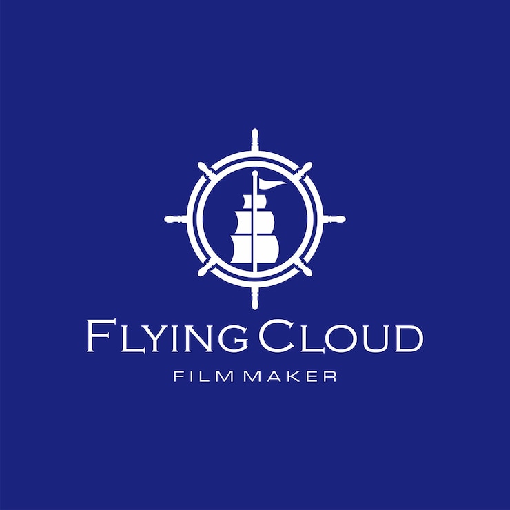 Vecteur volant avec boussole et voile pour la conception du logo du film