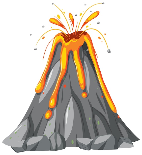 Vecteur volcan avec lave en style cartoon