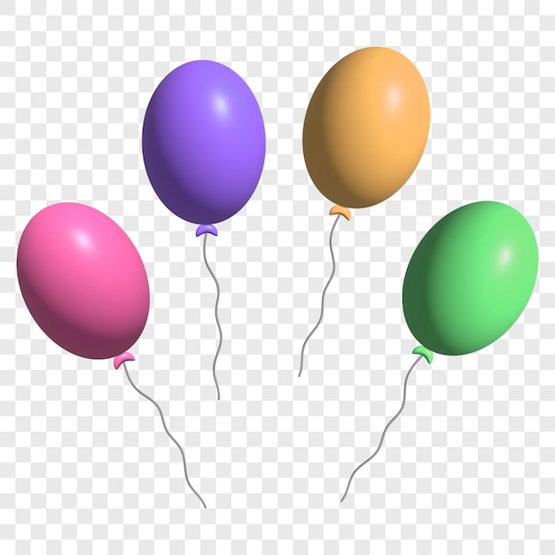 Voler des ballons 3d avec des cordes