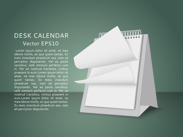 Voler des pages vierges d'agenda de table Papier de calendrier de bureau commercial sur le bureau. Illustration vectorielle