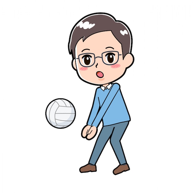 Volley-ball Homme Personnage De Dessin Animé Mignon