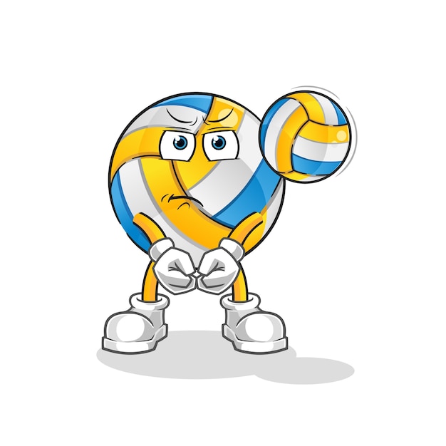 Volley-ball Jouer Mascotte De Volley-ball. Dessin Animé