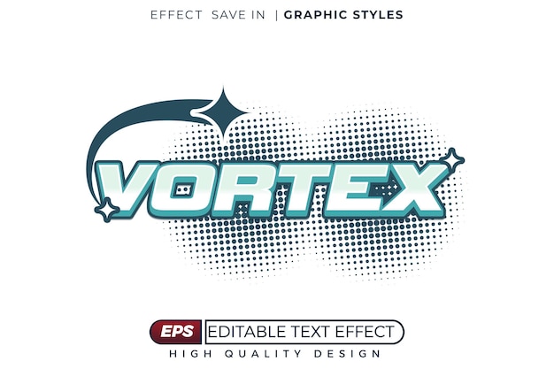 Vortex d'effet de texte vectoriel 3D modifiable avec thème y2k