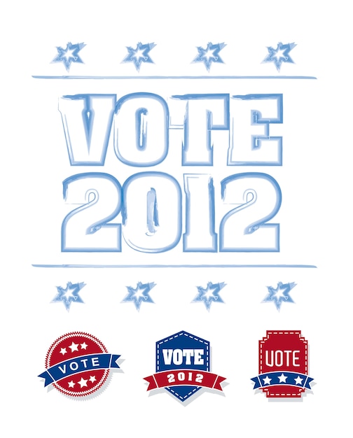 Vote 2012 Avec Les Balises Bleues Et Rouges Sur Le Vecteur De Fond Blanc