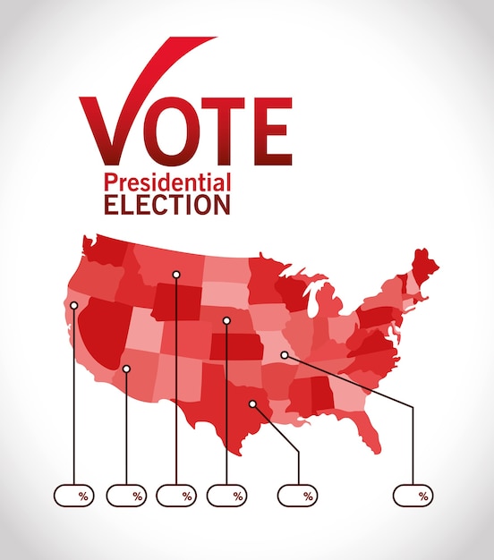 Vote Pour L'élection Présidentielle Avec Carte De Coche Et Conception Infographique, Thème Du Gouvernement Et De La Campagne