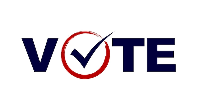 Vecteur votez le mot avec le symbole de coche pour l'illustration de vecteur de conception d'élection