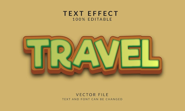 Voyage 3d Style D'effet De Texte Vectoriel Modifiable