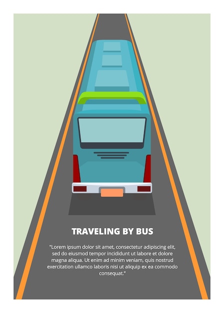 Voyage en bus Illustration plate simple vue du haut et de l'arrière