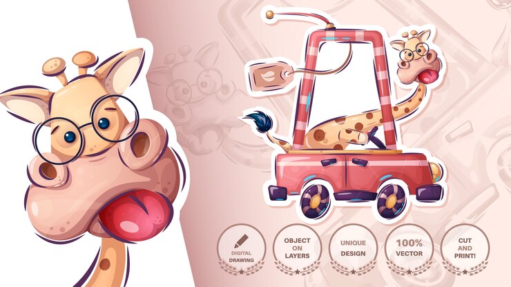 Vecteur voyage drôle de girafe