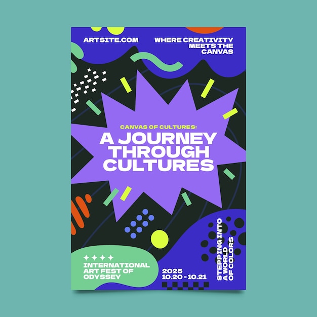 Un voyage à travers les cultures affiche de design abstrait
