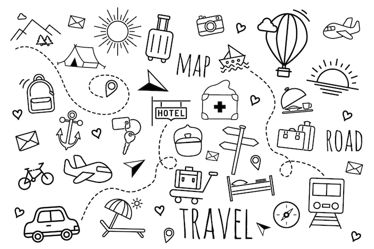 Vecteur voyage et vacances jeu d'icônes illustration vectorielle