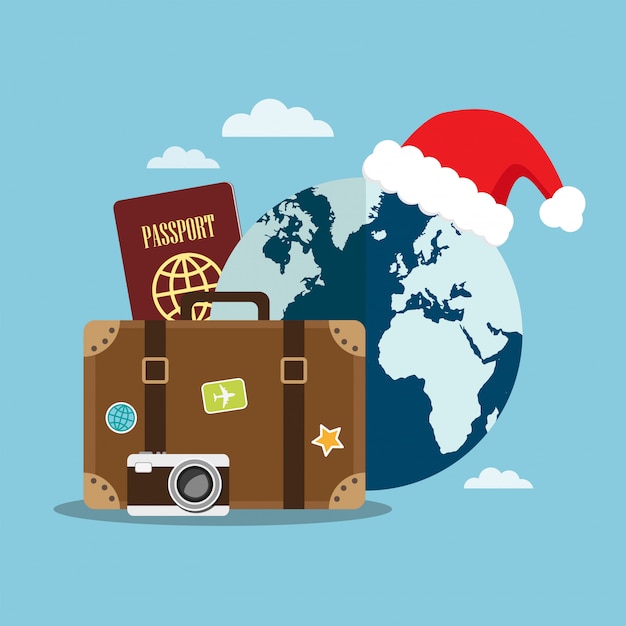 Vecteur voyage en vacances de noël