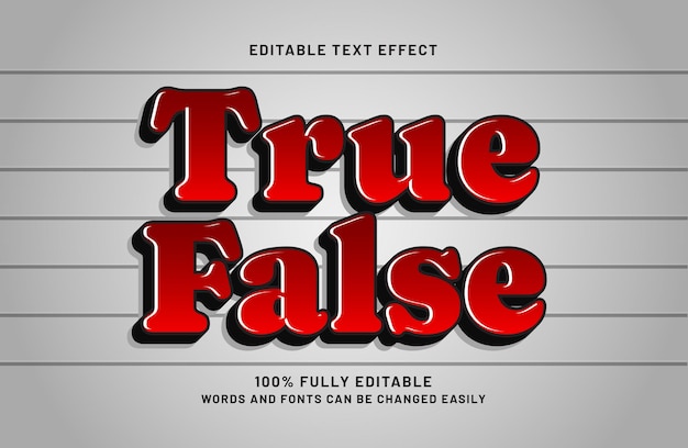 vrai faux effet de texte modifiable chez les enfants et style de texte heureux