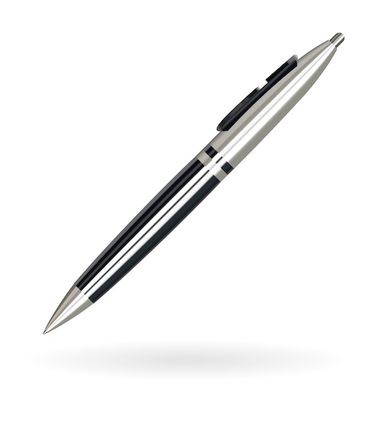 vrai stylo à bille de luxe noir et argent