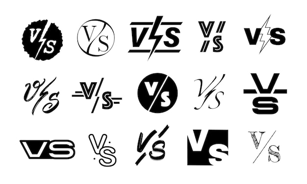 Vs Icônes Versus Comparaison Balise Duel Signe Et Tournoi Bataille Modèle Vecteur Clipart Ensemble