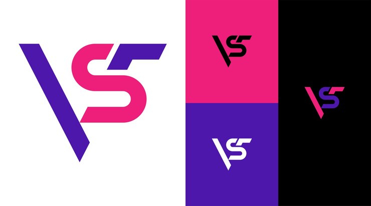 Vecteur vs monogram business company logo design concept