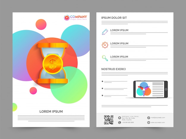 Vue Arrière Et Arrière De La Brochure Professionnelle, Conception De Modèles Avec Des Cercles Colorés Pour Le Concept Business.