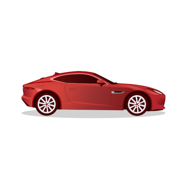 Vue de côté de voiture de sport rouge isolé sur illustration vectorielle blanc