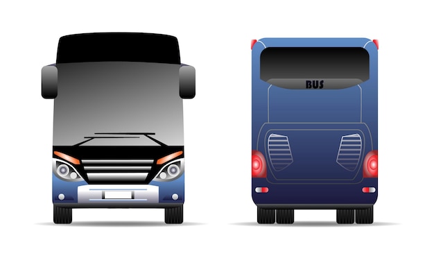 Vue De Dessus Avant Arrière De Bus De Voyage Réaliste Avec Des Dégradés De Couleurs Simples Illustration Bus De Passagers