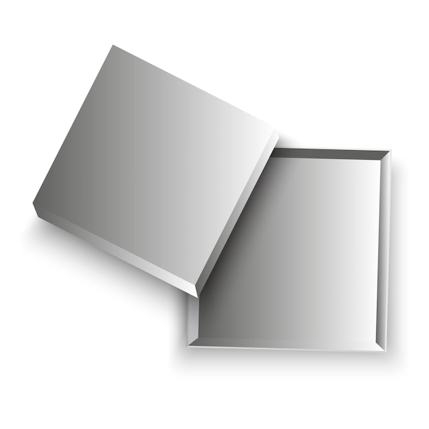 Vue de dessus boîte-cadeau en argent vierge ouverte Illustration vectorielle stock image EPS 10