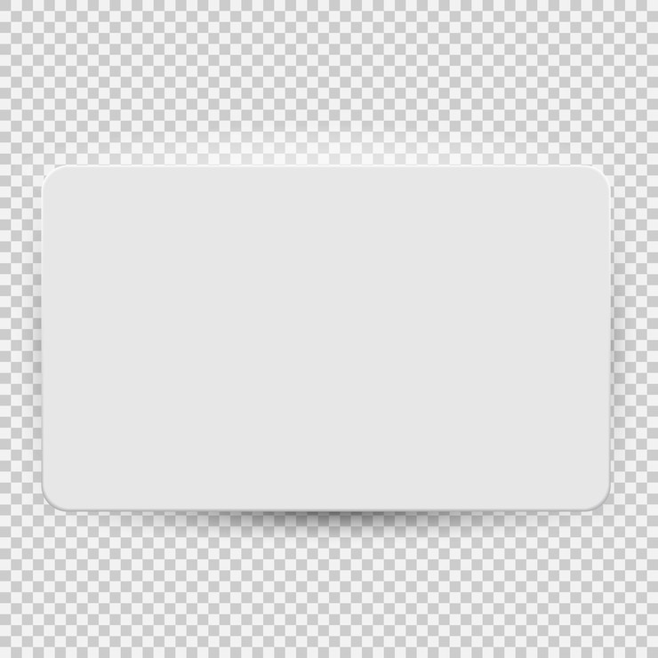 Vecteur vue de dessus du modèle de modèle de carte de crédit ou de carte-cadeau vierge blanche avec ombre isolée sur fond transparent. illustration vectorielle eps10