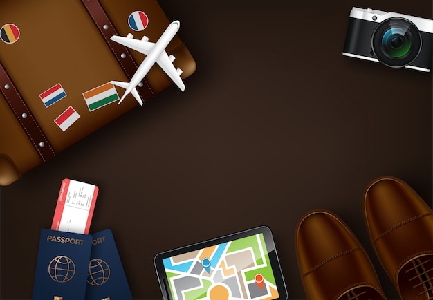 Vue de dessus sur fond de concept de voyage et tourisme