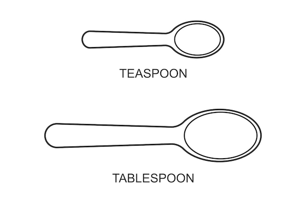 Vue De Dessus Des Icônes Cuillère à Café Et Cuillère à Soupe. Couverts,  Ustensiles De Cuisine, Outils De Mesure De Cuisine