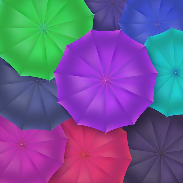 Vue de dessus de parapluies ouverts