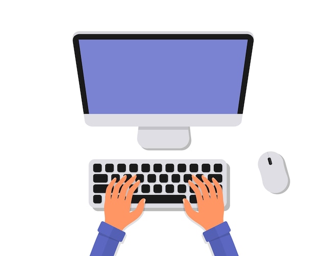 Vue de dessus de la saisie manuelle sur ordinateur Travailler sur PC écrire un rapport financier de planification de code