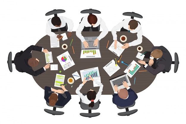 Vue de dessus de travail d&#39;équipe
