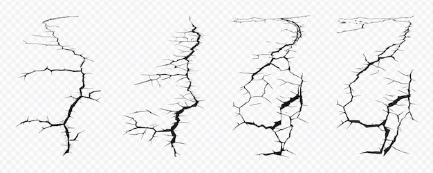 Vecteur vue dessus vecteur fissures sol illustration fissuration tremblement