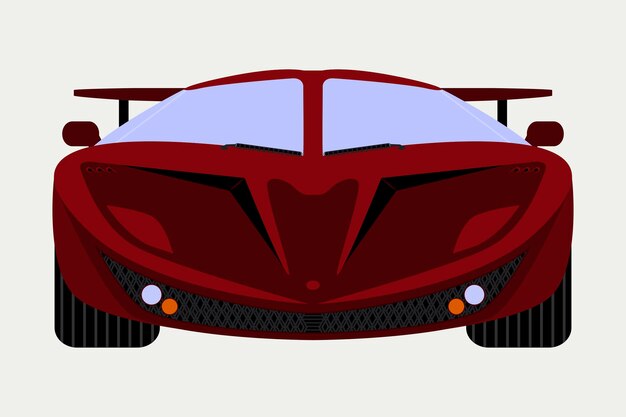 Vue De Face De Voiture De Sport, Design Plat