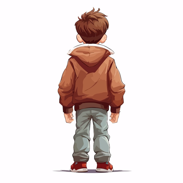 Vecteur vue de fond d'un jeune garçon sur un fond blanc illustration