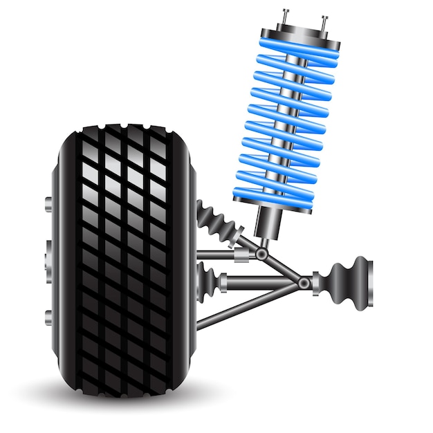 Vecteur vue frontale de la suspension de la voiture