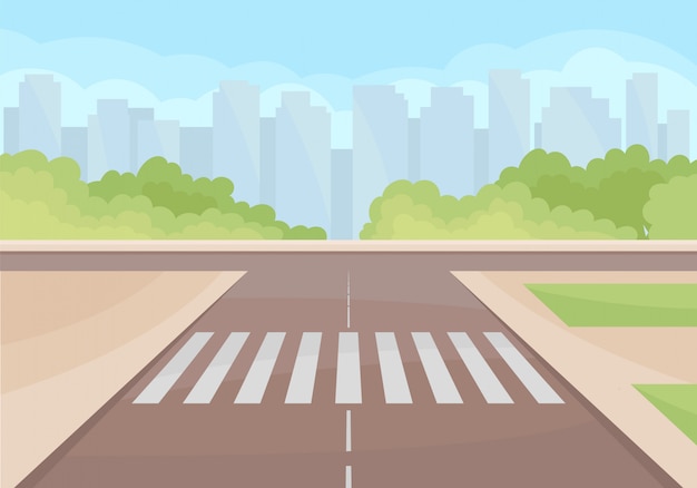 Vue sur l'intersection de la circulation avec passage pour piétons