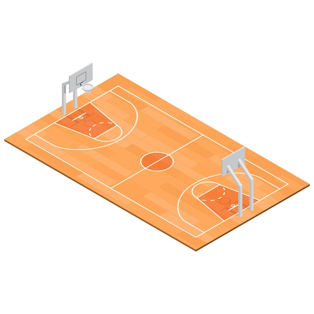 Vue Isométrique Du Sport De Terrain De Basket-ball.